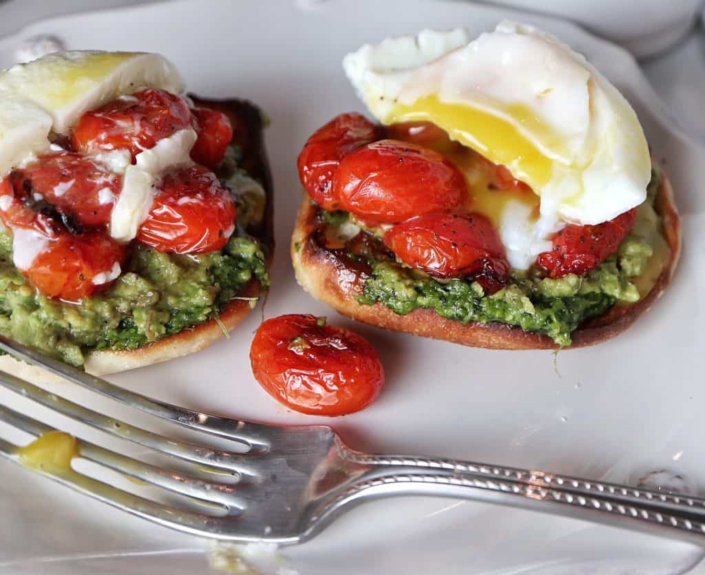 Avocado Toast with Burst Tomatoes and Pesto