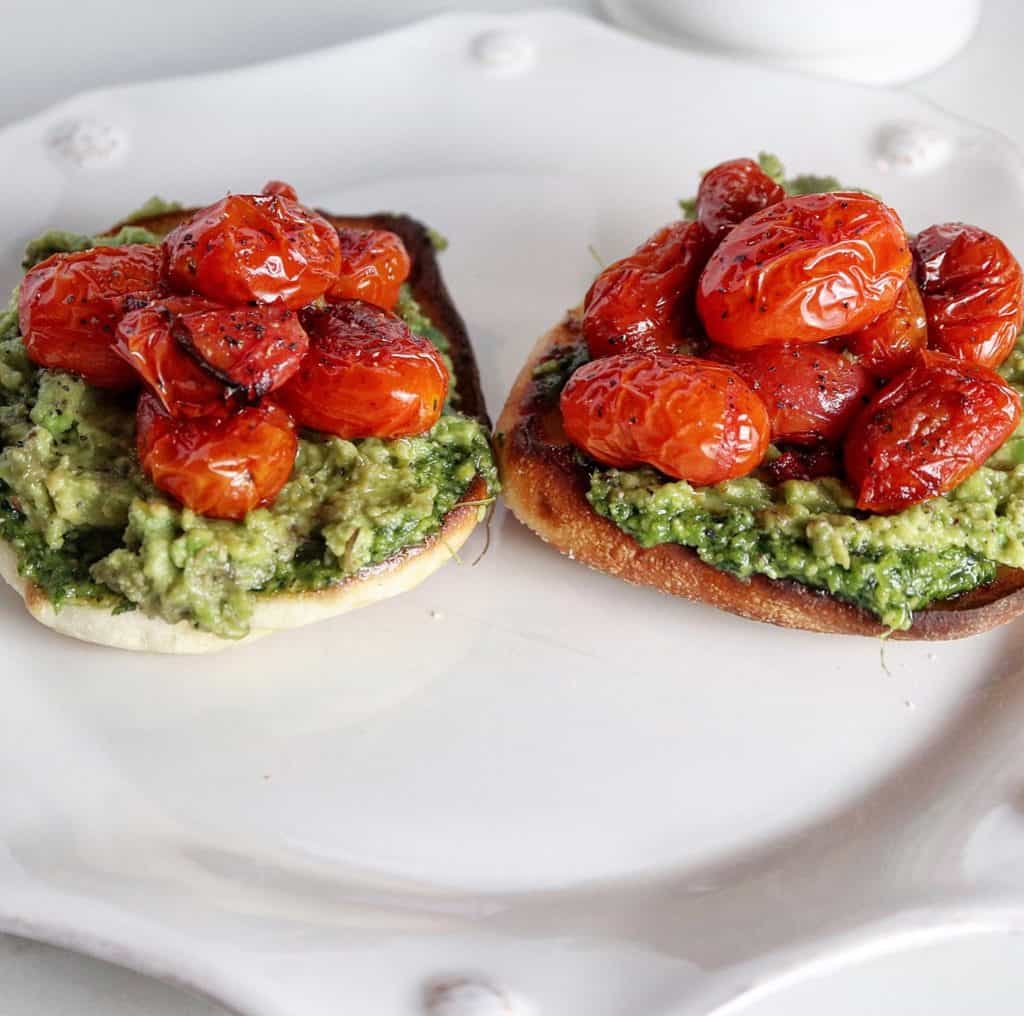 Avocado Toast with Burst Tomatoes and Pesto