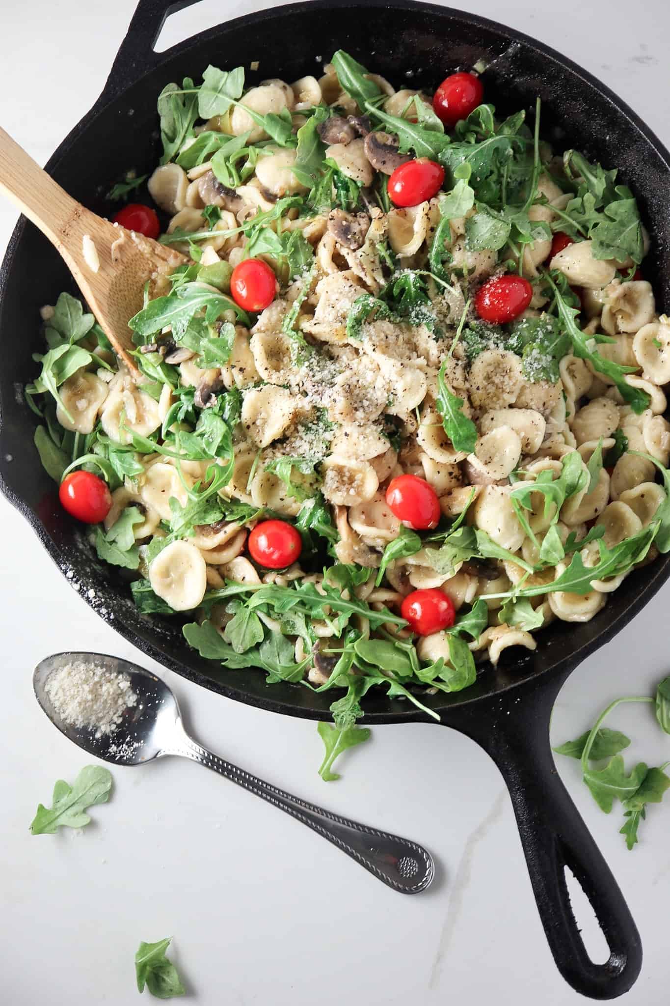 Mushroom Leek Orecchiette in White Wine Butter Sauce