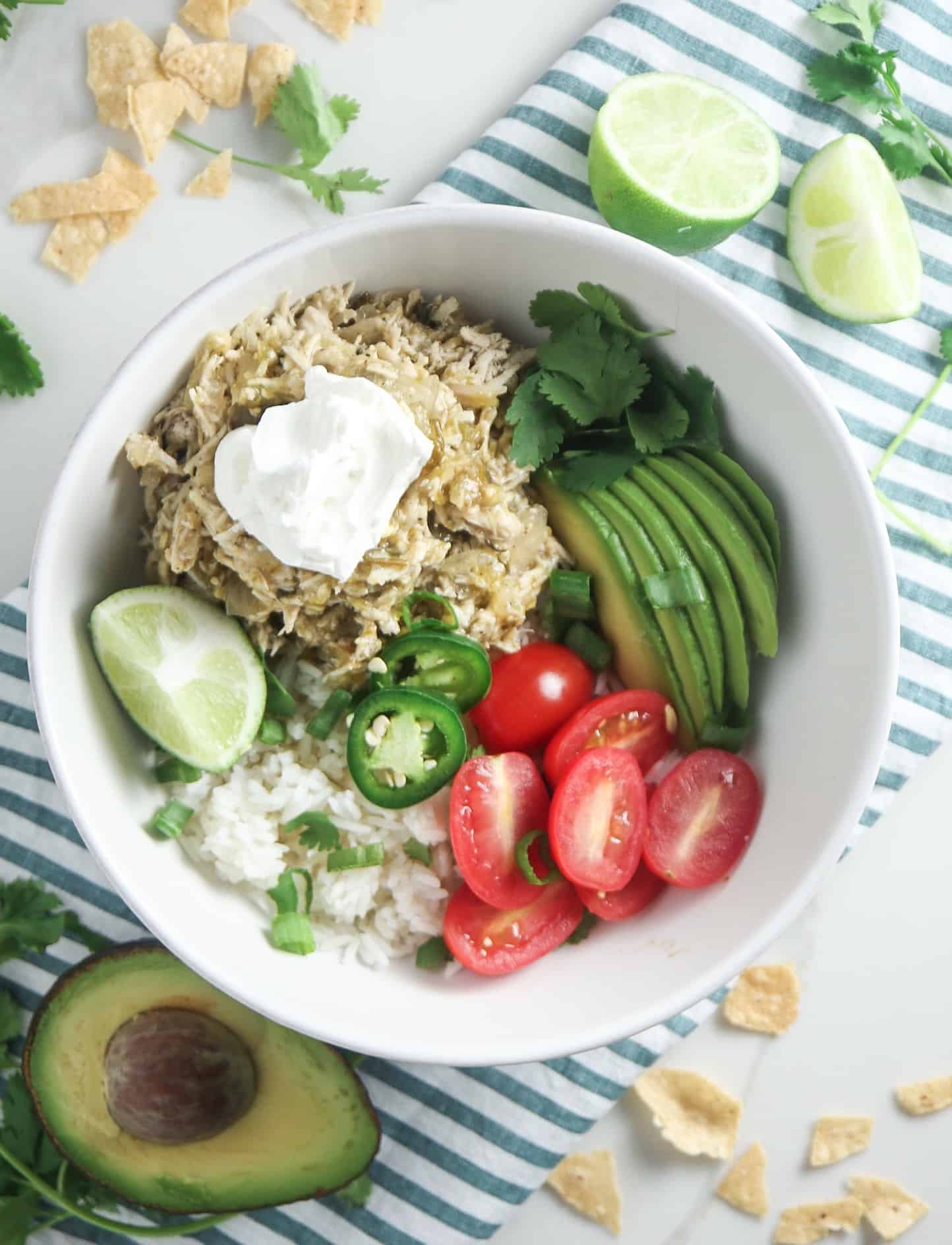 Tomatillo Chicken and Rice Bowls
