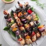 Grilled Chicken and Vegetable Skewers with Lemon Herb Sauce