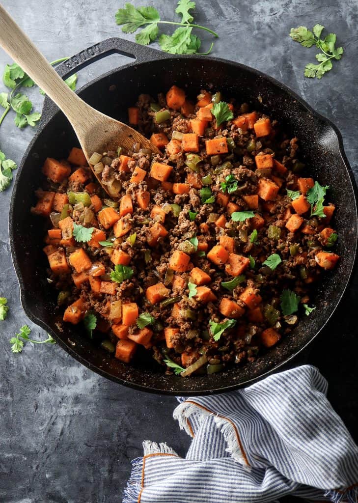Ground Beef and Sweet Potato Hash Tipps in the Kitch