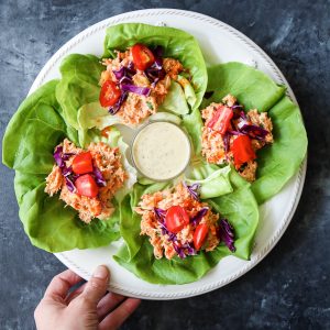 Buffalo Chicken Salad Lettuce Cups
