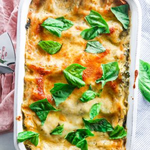 Cheesy Kale Pesto Lasagna (Freezer-Friendly!)