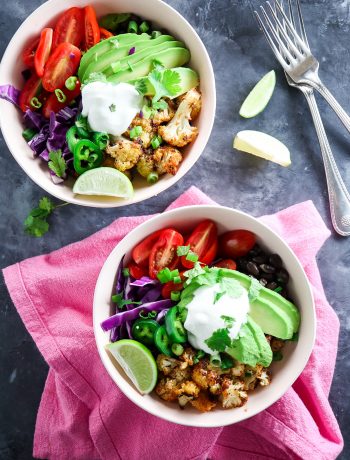 30 minute Roasted Cauliflower Taco Bowls
