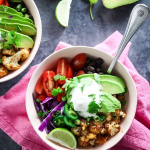 30 minute Roasted Cauliflower Taco Bowls