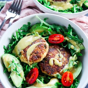Salmon Cakes with Arugula Salad