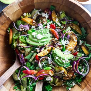 Summer Peach Salad with Avocado and Goat Cheese