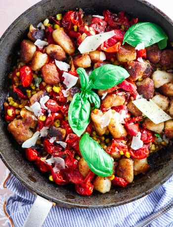 Cauliflower Gnocchi with Charred Corn, Tomatoes, and Basil