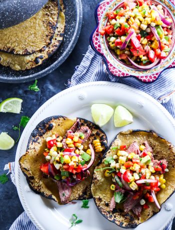 Chipotle Lime Steak Tacos With Easy Corn Salsa