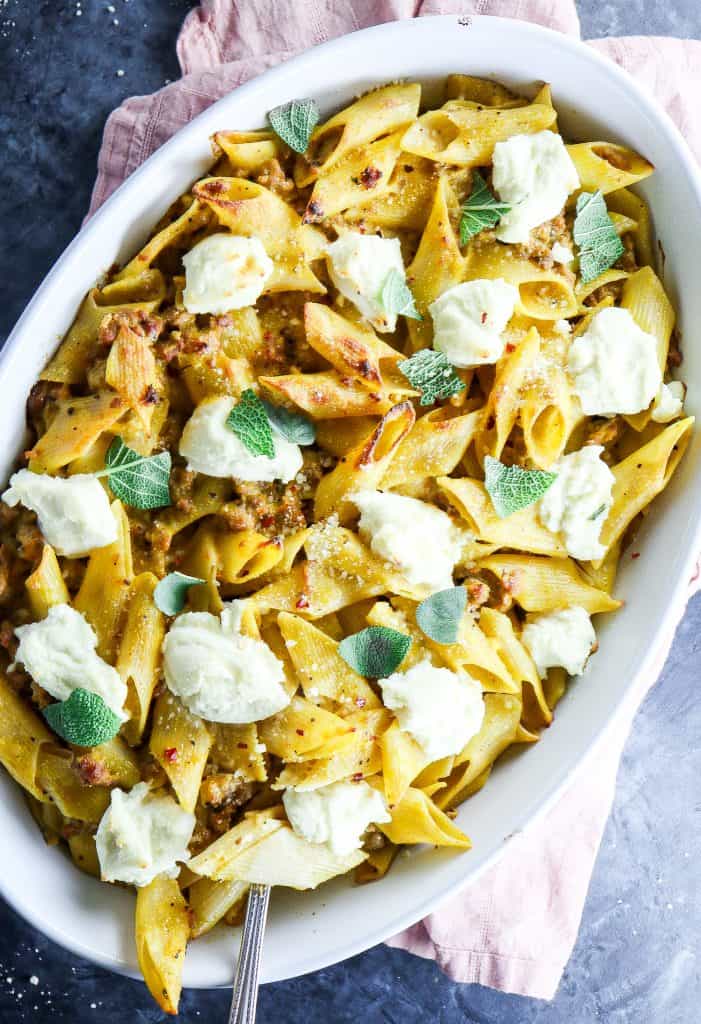 Spicy Pumpkin Pasta Bake