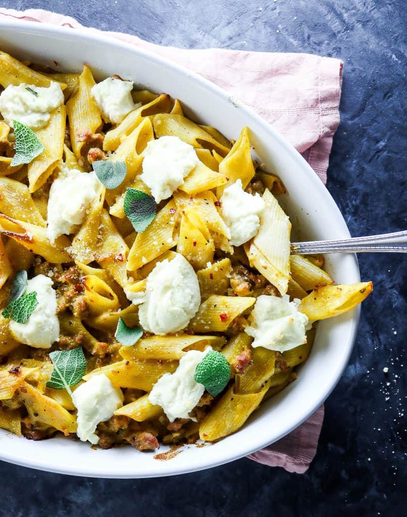 Spicy Pumpkin Pasta Bake