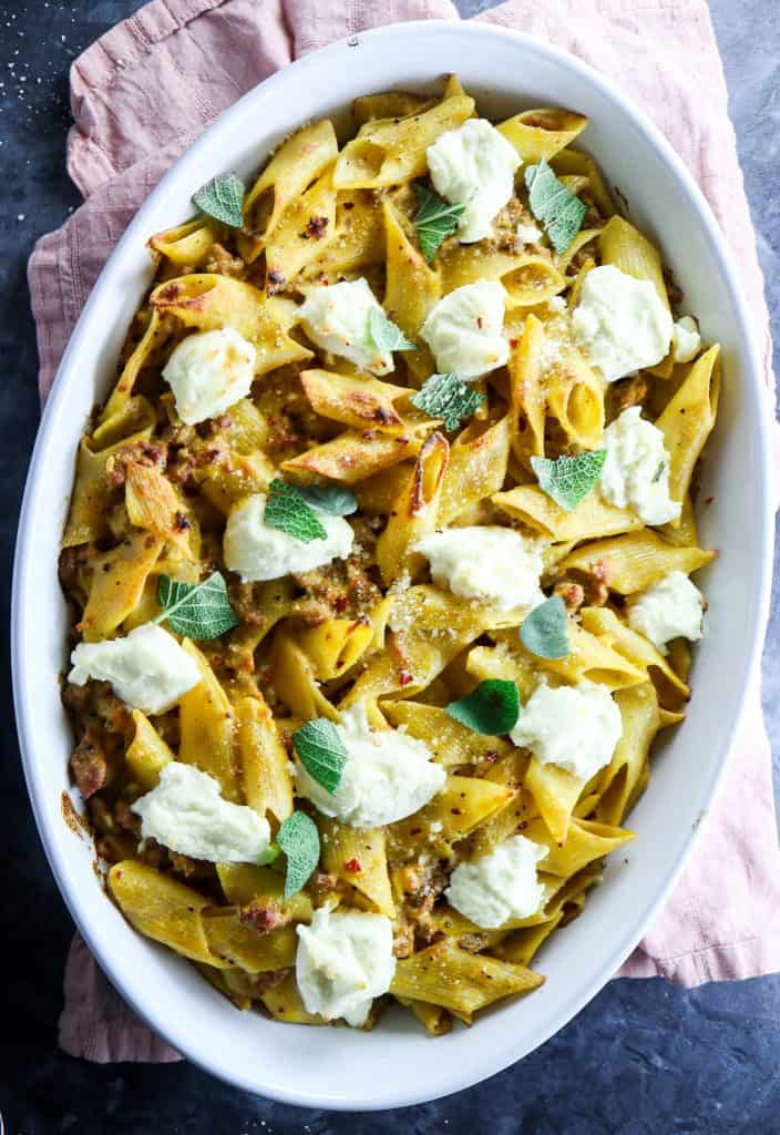 Spicy Pumpkin Pasta Bake