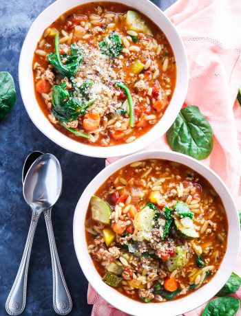 One Pot Spicy Italian Sausage and Orzo Soup