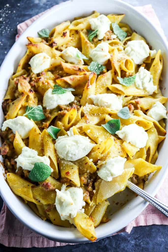 Spicy Pumpkin Pasta Bake
