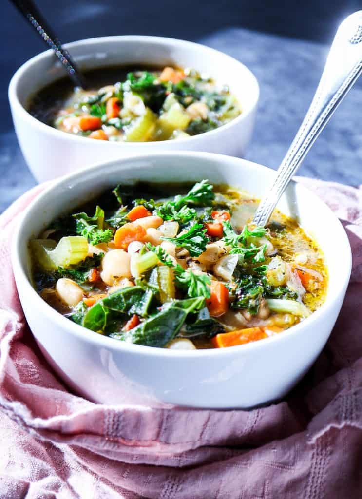 Creamy White Bean Soup with Kale and Pancetta