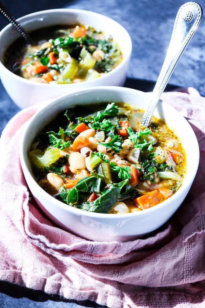 Creamy White Bean Soup with Kale and Pancetta Tipps in the Kitch