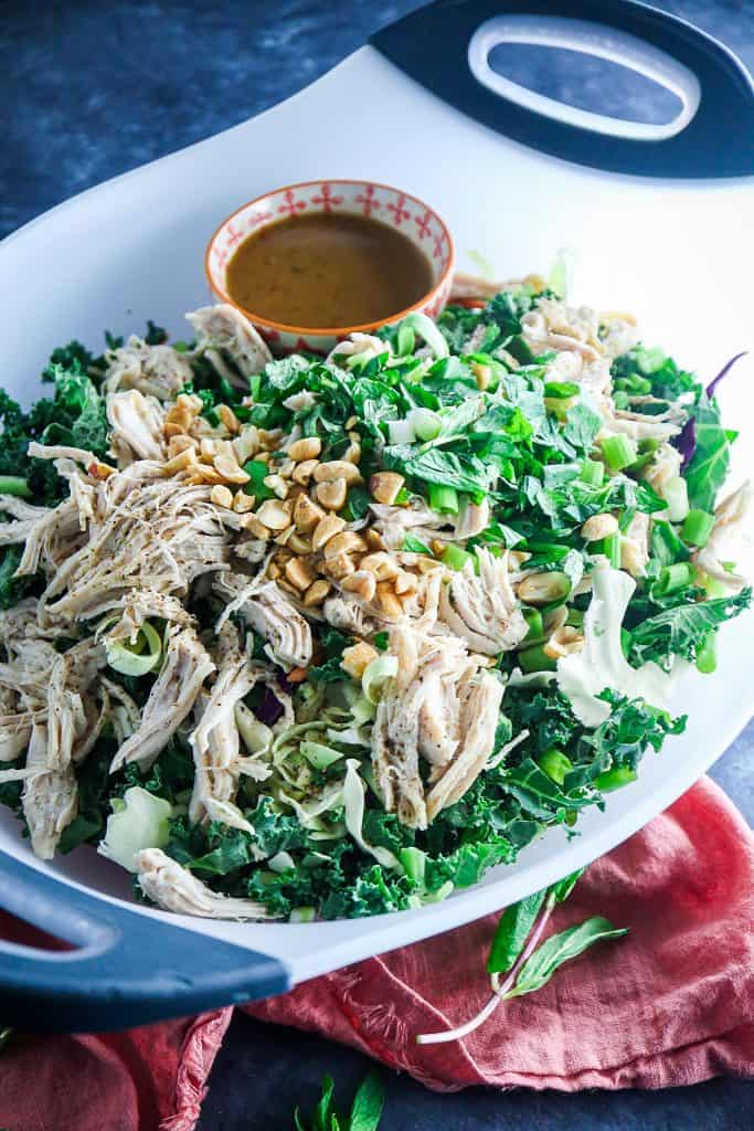 Honor Bar's Chicken Kale Salad with Peanut Vinaigrette (5 Trader Joe's Ingredients!)