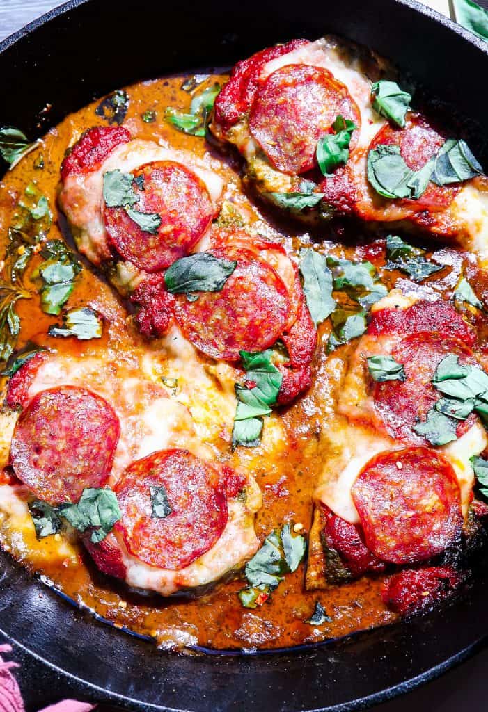 Pepperoni Pizza Chicken Skillet