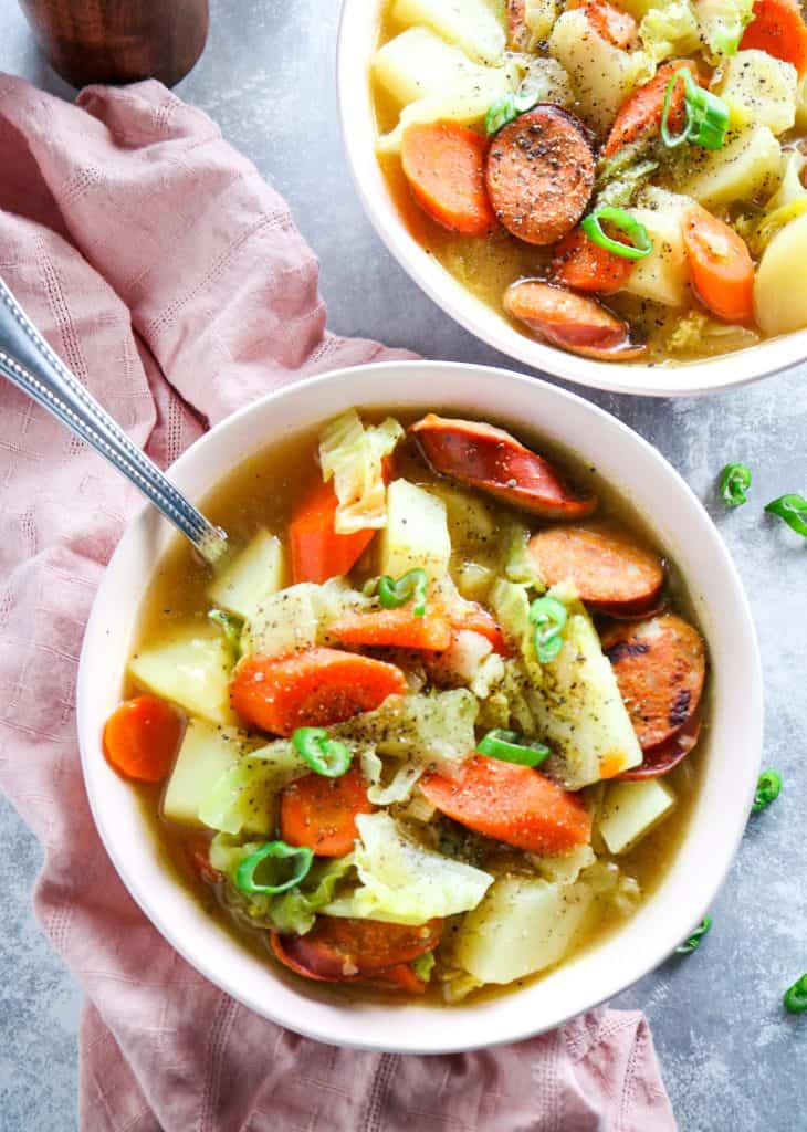 One Pot Sausage, Potato, and Cabbage Stew