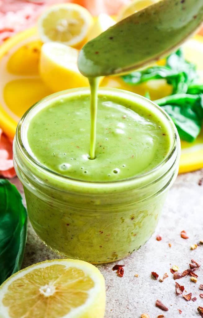 Easy salad dressing recipe, this lemon basil vinaigrette recipe uses fresh basil, is healthy and so delicious