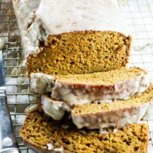 healthy glazed pumpkin bread with zucchini and maple syrup