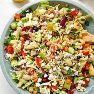 Greek chickpea salad with lemon feta and cabbage